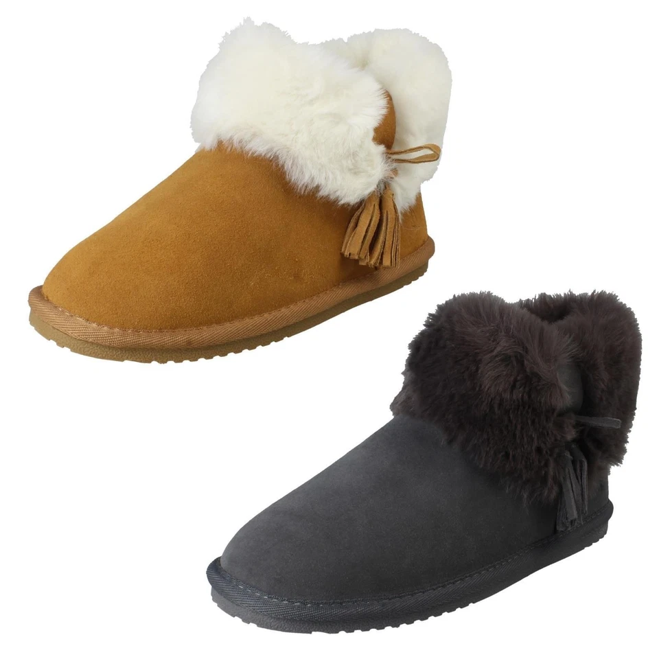 Hush Puppies Damen Memory Foam Leder Warm Gefütterte Bootie Hausschuhe Ayana - Bild 1 von 1