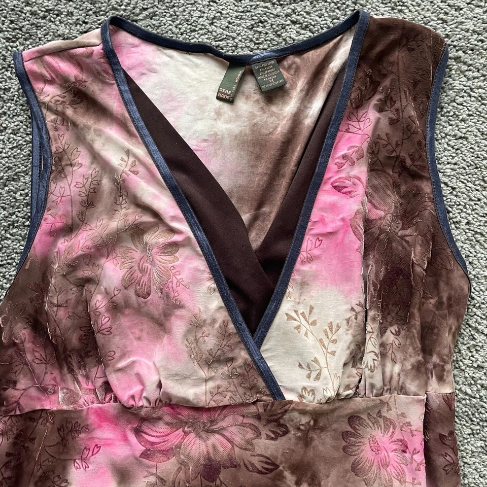 Camiseta sin mangas Babydoll de colección para mujer terciopelo agotado talla 1X hada caprichosa floral Y2k Foto 3 de 4