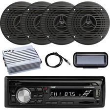 Pyle PLCDBT95 Single-DIN CD/MP3 Marine Receiver, 4x 3.5" 75W Speakers, Amplifier