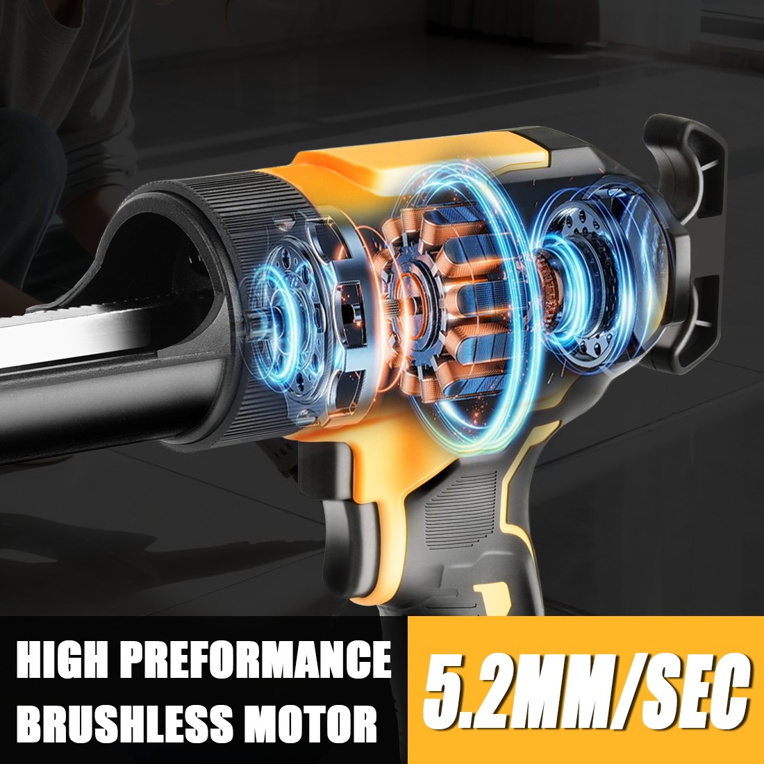 Cordless Caulking Gun for Dewalt 20V Max Battery,10 Oz 6 Speed for Sealing