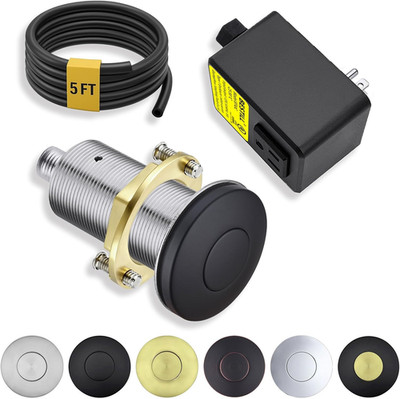 All Metal Garbage Disposal Air Switch Kit, UL Listed Matte Black Long Push Butto