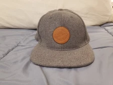 Blue Moon Brewing Company Strapback Hat Gray Fleece Leather Patch Acme Apparel