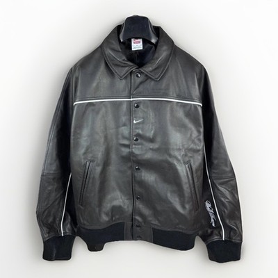 Supreme x Nike - Logo Embroidered Button Down Leather Jacket Size