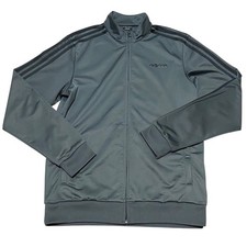 Adidas Mens Essentials Track Jacket Charcoal Grey Black 3-Stripe Gorpcore Medium
