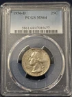1956 D US Washington Silver Quarter PCGS MS64