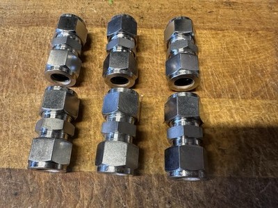 (x6)Swagelok  1/2'' x 1/2'' Tube OD UNION STRAIGHT Compression 316 Stainless Steel