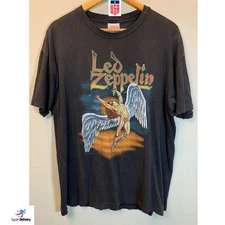 80s Led Zeppelin Swan Song Tee, Vintage Rock Band Shirt Black Unisex S-5XL