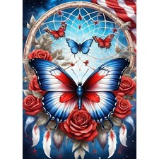 DIY 5D Flowers Butterfly Diamond Art Kits, Round Full Drill Fantasy Diamond