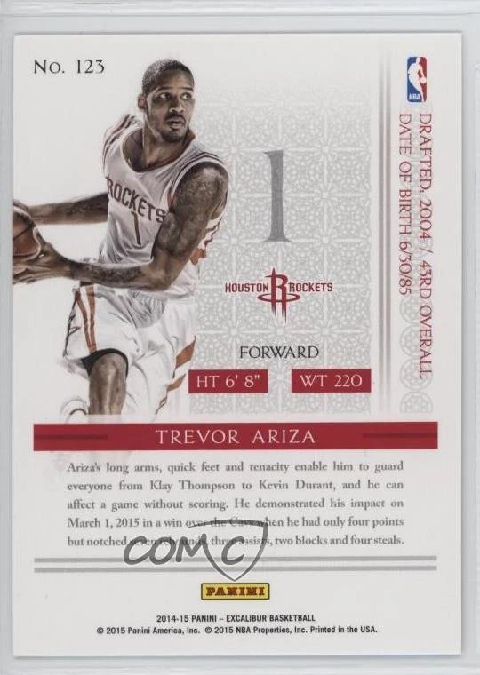 2014-15 Panini Excalibur Knight's Templar Trevor Ariza #123 - Image 2 of 2