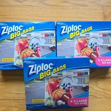 Ziploc 3 Boxes Big Bag 4 Count XL 10 Gallon Double Zipper Sturdy Handle X-large