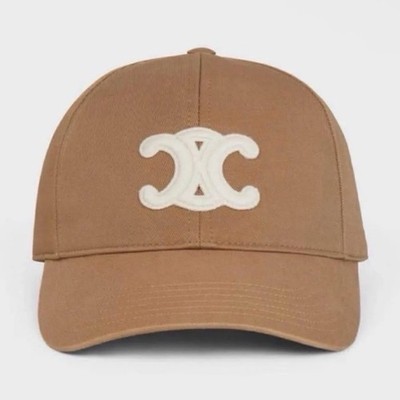 CELINE キャップ M　ベージュ Celine Triomphe Baseball Cap Hat Toffee M- Free Gift With Purchase