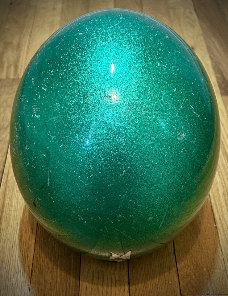 Capacete de motocicleta vintage verde metal floco final dos anos 60 início dos anos 70 - Imagem 2 de 4