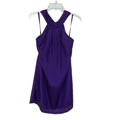 VETEMENTS Mini abito donna nuovo con etichette Industry taglia large 100% seta viola royal collo alto NUOVO