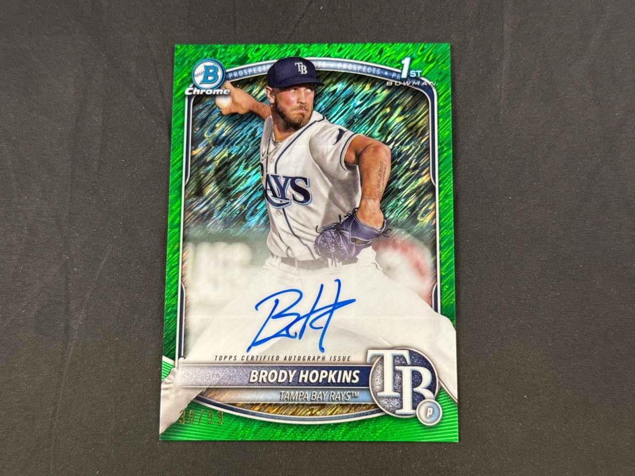 2025 BOWMAN CHROME BRODY HOPKINS CPA-BH 1ST GREEN SHIMMER REFRACTOR AUTO 30/99
