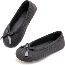 Women's Ballerina Slippers Fuzzy House Shoes Memory Foam with Non-Slip Sole
