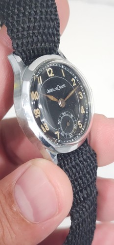 Raro orologio uomo vintage anni 40 JAEGER LeCOULTRE 463 WWII quadrante nero militare - Foto 13 di 24