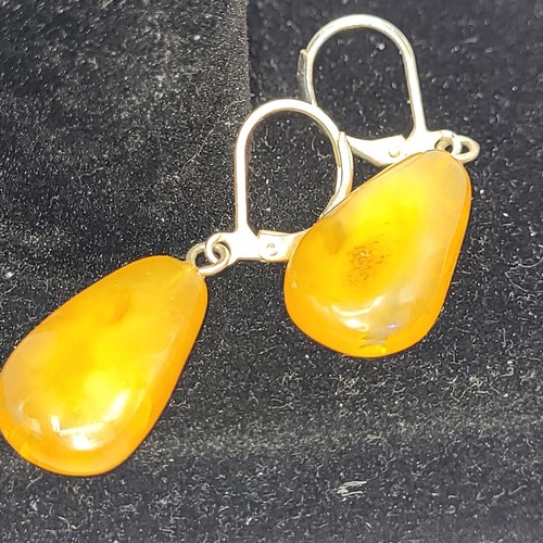 Gem Earrings,3pr. Green Tourmaline1"1/2" ,Amber Drops 3/4",carved Abalone 3/4" - Picture 6 of 23