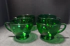 Anchor Hocking Emerald Green Depression Glass Coffee Tea Cups Set Of 4 Vintage 5