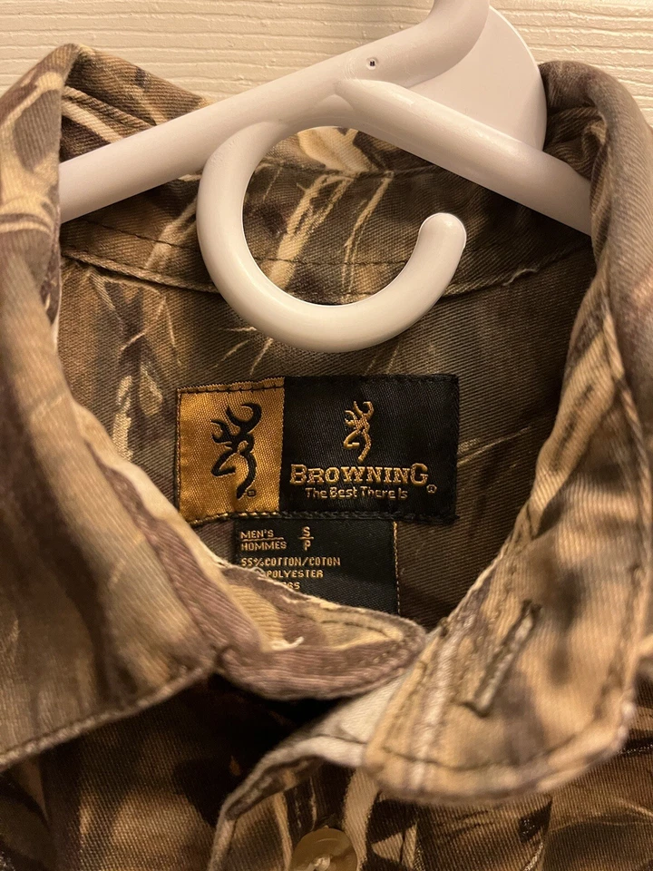 Browning Wasatch Long Sleeve Button Up Advantage Max 4 HD Camo Shirt Size S 34 - Image 3 of 4