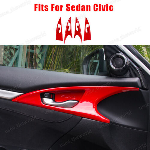Red Interior Gear Shift Box Strip Cover Trim For Honda Civic 10th Gen 2016-2021 - Picture 8 of 48