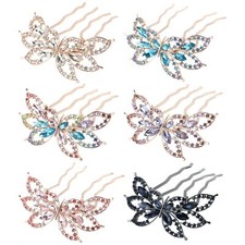 6X Butterfly Crystal Rhinestone Side Hair Combs Hairpins Barrette for Women Girl