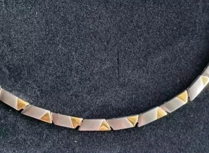 Kette Collier Energetix Gesundheits-Magnetschmuck Edelstahl vergoldet -NEU- - Bild 2 von 3