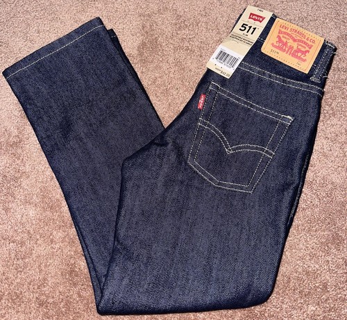 BOYS LEVIS STRAUS 511 SLIM DARK BLUE DENIM 7 REGULAR JEANS PANTS - Picture 3 of 4
