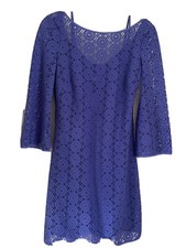 $270 Lilly Pulitzer Women's Lavender Boatneck 3/4 Sleeve Lace Shift Dress Size S