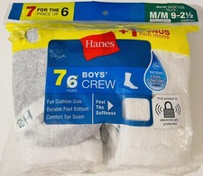 Boys Haynes Crew Seven Pack Socks Size M/M 9-2.5