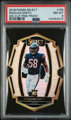 2018 Panini Select Roquan Smith /4 Die-Cut Pink Prizm RC Rookie PSA 8 NM-MT
