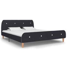 Bed Frame Dark Grey Fabric 150x200 cm King Size vidaXL