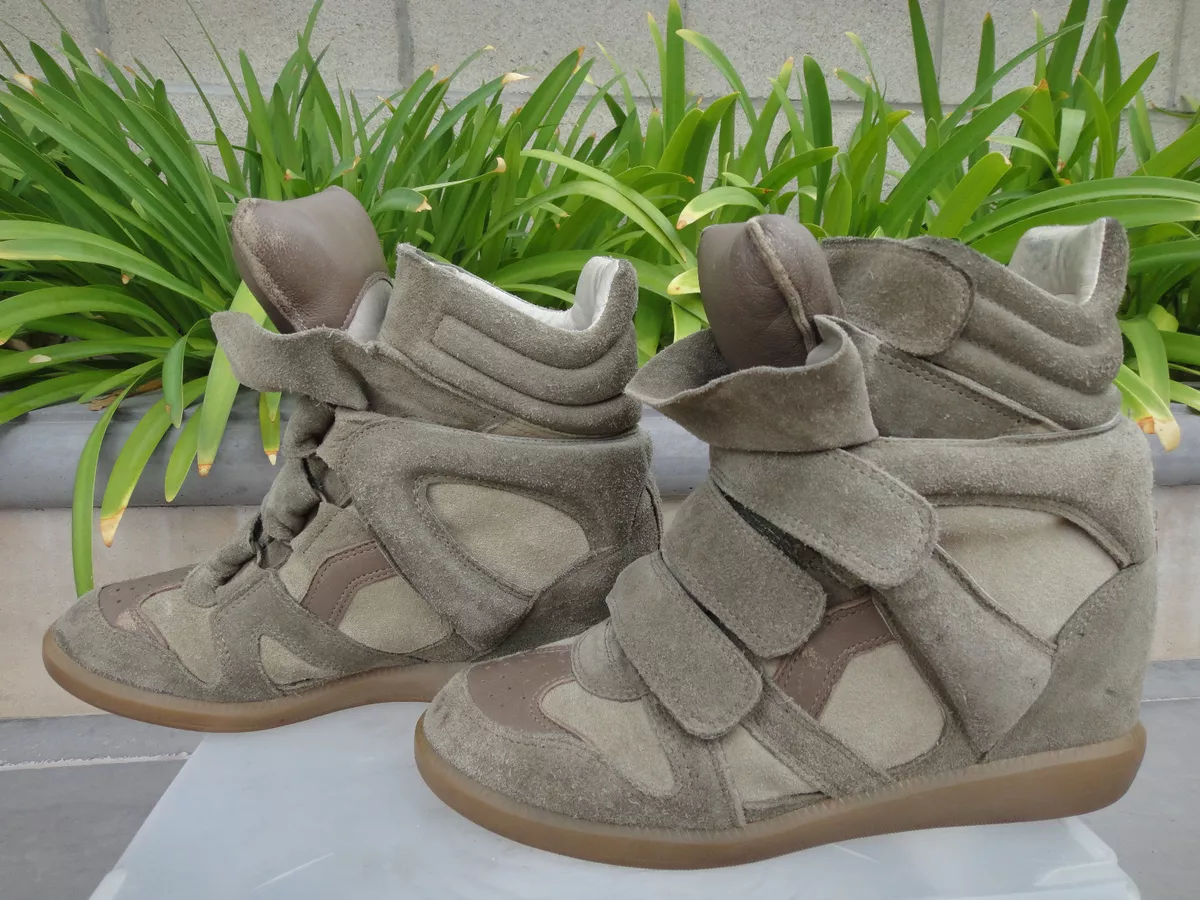 kanal Tegne familie Isabel Marant Bekett Wedge Sneakers Leather &amp; Suede Sz EUR37 US6.5-7  Taupe Beige | eBay