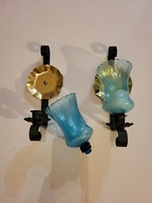 mid century modern Beautiful Gold And Black Metal Sconces