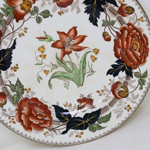 1879 Wedgwood Horticultural 10-7/8" Plate Polychrome Hand-Ptd Brown Transferware - Picture 9 of 15