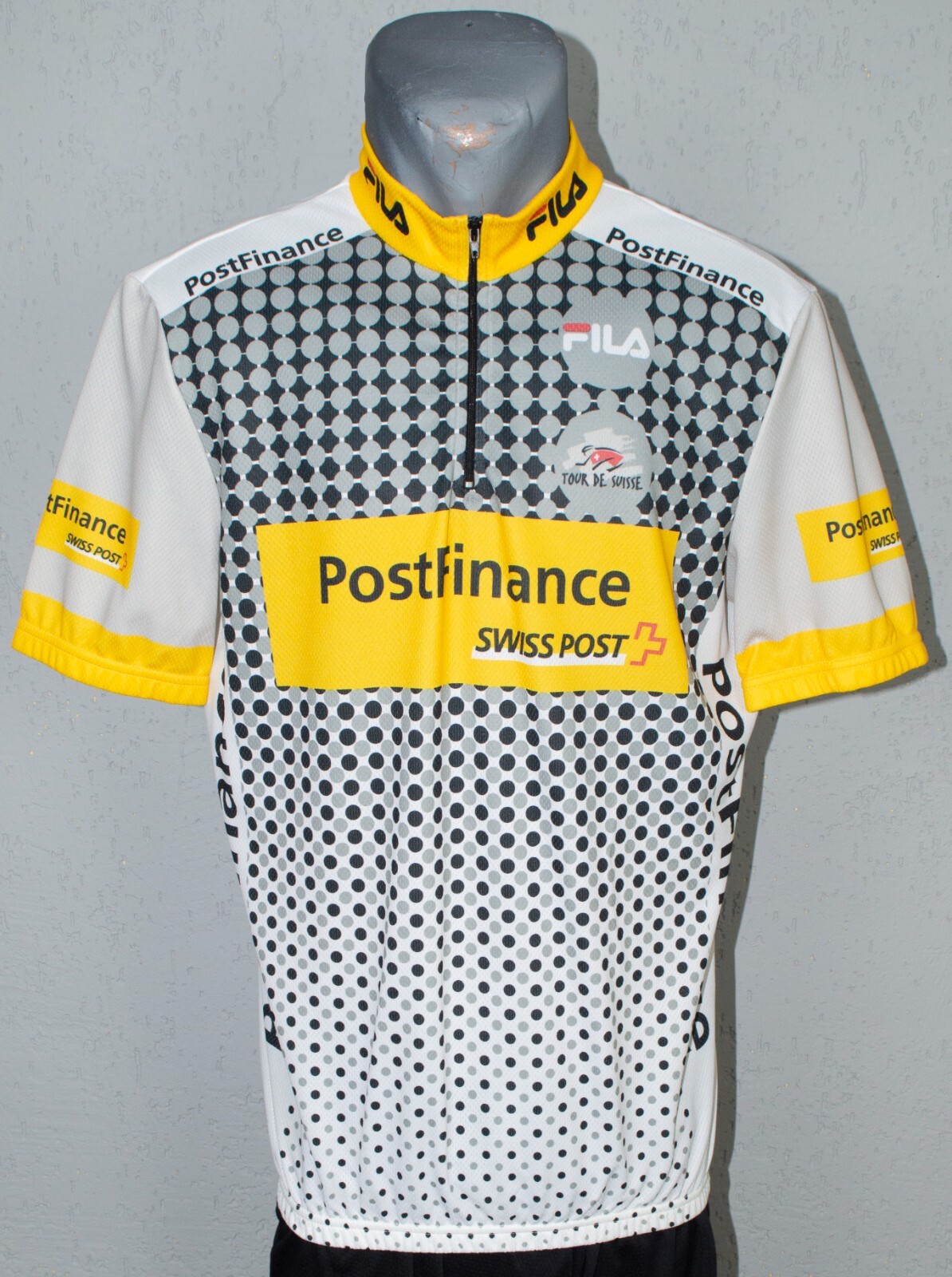Tour De Suisse Maglia FILA 1 4 Zip Ciclismo Maniche Corte Uomo Camicia Da 2XL