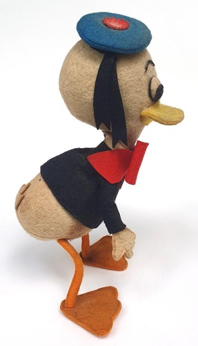 Donald Duck Figur antik Filz mehrfarbig H 24 cm Lenci Italy handmade um 1950 RAR - Bild 3 von 5