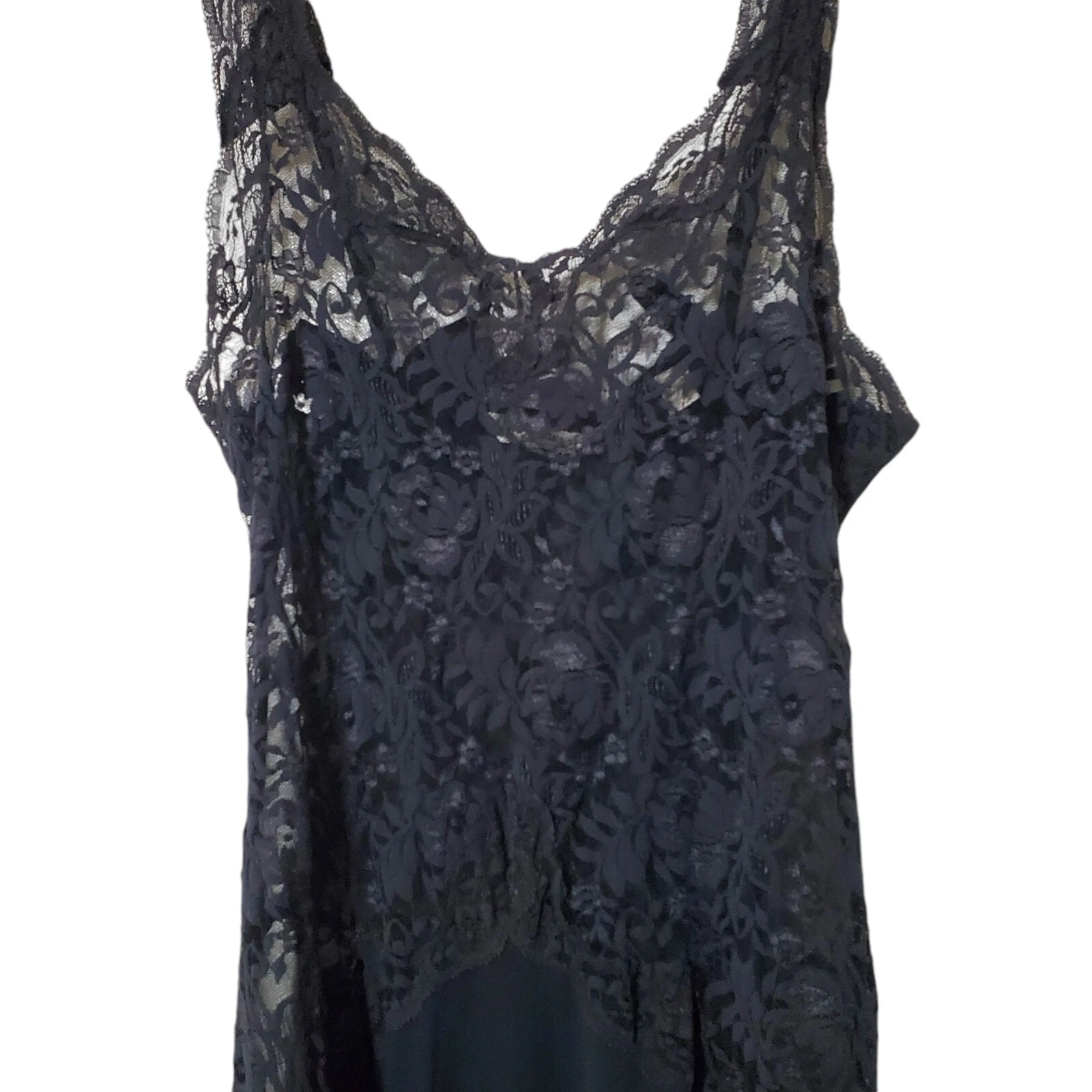 UNDERCOVER Maxi abito slip anni 90 Victoria's Secret nero pizzo taglia S vita bassa pin up trasparente