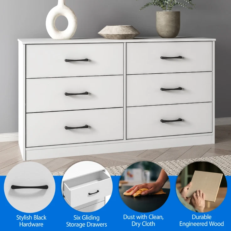 Mainstays Ardent 6 Drawer Dresser, White - Image 3 of 4