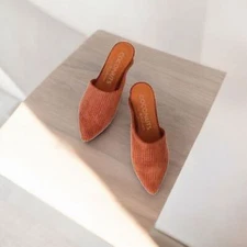 Coconuts by Matisse Xander Flat Mules Rust Micro Cord Pointed-Toe 9M