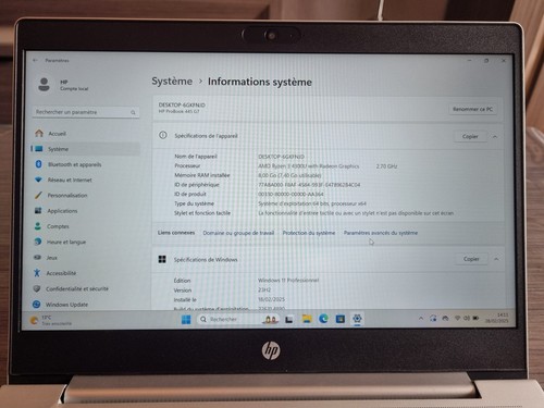 Ordinateur PORTABLE HP ProBook 445 G7 Ryzen 3 4300U RAM 8 Go 256 Go SSD FHD (10) - Imagen 9 de 9