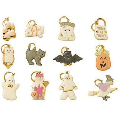 LENOX Halloween Trick or Treat 12 pc Tree Ornament Set Ghost Witch Cat Pumpkin