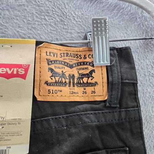 Levi's 510 Boys Jeans 12 Black Super Skinny Fit Graphite Mid Rise Pockets NWT - Picture 7 of 14