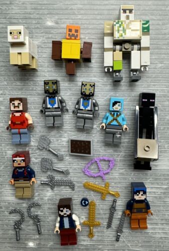 LEGO MINECRAFT MINIFIGURE LOT/11 Iron Golem Knight Hal Valorie Hex Enderman &&&
