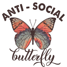Anti Social Butterfly Sticker Decal