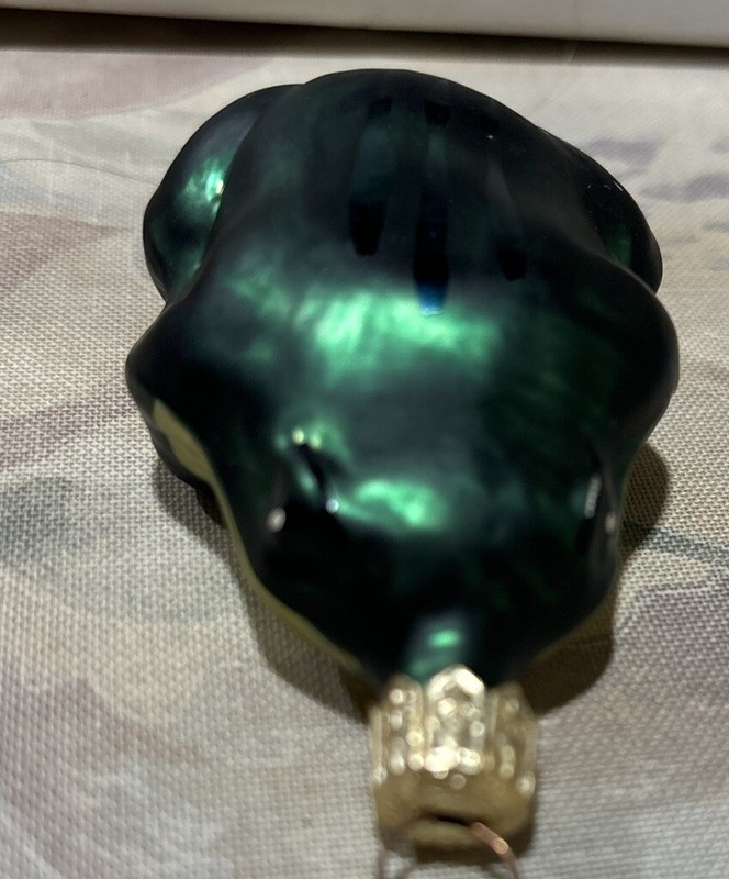 Blown Glass Green Frog Christmas Tree Ornament Czech Republic Bullfrog Toad