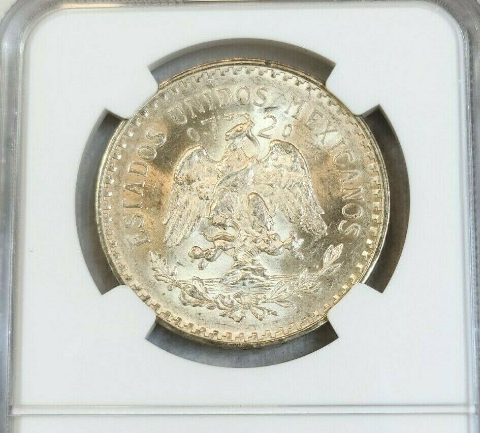 1932 MEXICO SILVER 1 PESO CLOSED 9 NGC MS 64 SCARCE VARIETY BRIGHT