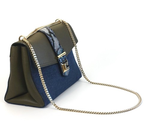 LUXURY & EXCLUSIVE DEAL! NEW JIMMY CHOO Blue Denim & Snake Leather Exotic Bag