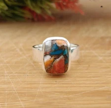 Oyster Turquoise Gemstone Ring Handmade 925 Sterling Silver Anniversary RingR10