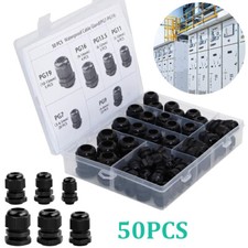 50Pcs Waterproof Nylon Cable Gland Kit IP68 Joints Adjustable Locknut Tool Set