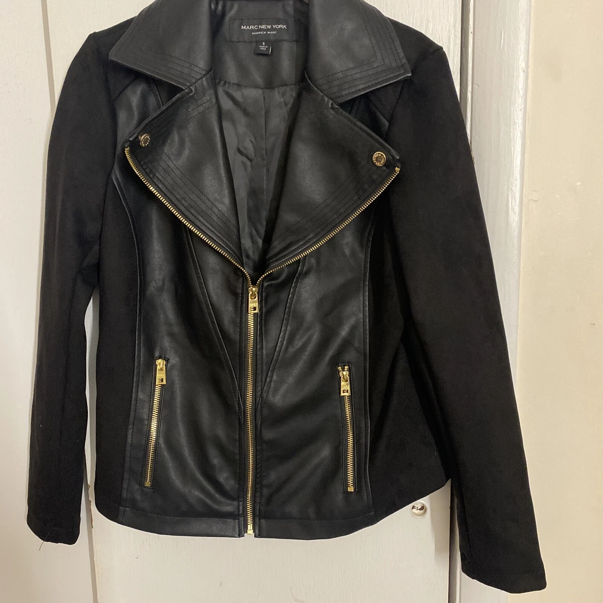Andrew marc weston leather moto jacket top
